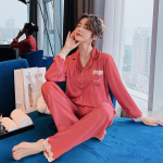 Ice Silk Lace Magusad pidžaamad naiste suvised pikkade varrukatega &otilde;hukese siidiga moodne kaheosaline &uuml;likond L hall v&auml;rv