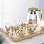 Geomeetriline klaasist kannu ja klaasist tasside komplekt 1800ml/60.87oz joogikann ja 4 tk 350ml/11.84oz veeklaasid kuumakindel teekomplekt kodudekoor ruumidekoor