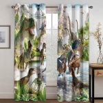 3D prinditud dinosaurusmets Lapsed T&uuml;druk Lapsed Tasuta kohaletoimetamine 2 tk &Otilde;huke aknavari Kardin Elutoa Magamistoa Kaunistuseks 100W130H(CM)40x51in&Hook