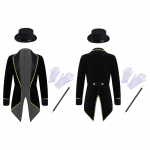 Laste Halloweeni mustkunstniku frakk kost&uuml;&uuml;m pikkade varrukatega tsirkuseringmeistri smokingu jope mantlid poiste t&uuml;drukute karnevalipeo uhke riietus 5-6 Years