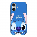 Coque Iphone 16 stitch cute ohana stitch bleu front bleu