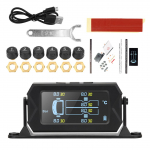P&auml;ikeseenergia Auto RV Veoauto LCD TPMS Rehvir&otilde;hu Seires&uuml;steem 6 V&auml;limise Anduriga Juhtmevaba 180&deg; Reguleeritav Kinnitus Veekindel must