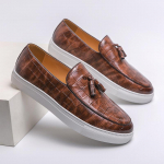 Moodsad Klassikud Meeste Mokassiinid Slip-on Valged Pulma Meeste Kingad Vabaaja Mehe Ametlikud Meeste Mood Mokka Kingad &Auml;ri Luksuslikud Nahast Kingad Meeste 38 pruun
