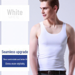 Meeste valge j&auml;&auml;siidist &otilde;mblusteta V-kaelusega spordivest - suvine kitsas l&otilde;ige, laiad &otilde;lad, varrukateta, &otilde;huke disain. Narrow Shoulder, L