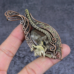 Natural Mud Crack Fossil Gemstone Copper Wire Wrap Jewelry Pendant 3.94 p1s92