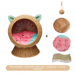 Kassiliiv K&auml;sitsi valmistatud rotangist koeraliiv nelja aastaaja magamismatti saab lahti v&otilde;tta ja pesta lemmiklooma voodi lahe kassi kraapimislaud