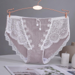 Uus aluspesu naiste puuvillane mugav mood keskmise v&ouml;&ouml;kohaga seksikas j&auml;lgedeta hingav naiste pits pits suured kolmnurkp&uuml;ksid one size roosa