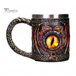 Viking Dragon &otilde;llekruus 450 ml roostevabast terasest vaigutass, k&auml;sitsi maalitud keskaegne &otilde;llekruus kohvi tee kingitus meestele f&auml;nnidele Viking Decor mitmev&auml;rviline