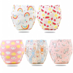 5 tk 6 kihiga veekindlad korduvkasutatavad puuvillased beebitreeningp&uuml;ksid v&auml;ikelaste l&uuml;hikesed p&uuml;ksid aluspesu riidest beebi m&auml;he m&auml;hkmed alusp&uuml;ksid m&auml;hkmevahetus 100 9-13KG