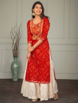 Bollywoodi naiste viskooskiust Kurta Sharara komplekt India disaineriga top tuunika Kurti kleit S punane