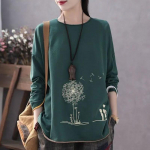 Neli aastaaega Pluss suuruses Kirjanduslik Pikkade varrukatega T-s&auml;rk Kevad ja S&uuml;gis Naiste Lai Vabaaja Aluss&auml;rk Topp L