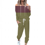 Naiste 2-osaline triibuline dressikomplekt, mugav kapuuts Jogger dressip&uuml;ksid jooga treeningu dressikomplekt XXL