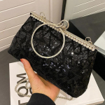Sequin Crystal Chain Messenger kotid naistele Glitter Shell Clip K&auml;ekott Sidur luksusliku pulmapeo jaoks Designer Clutch
