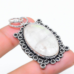 Rainbow Moonstone Handmade 925 Sterling Silver Jewelry Pendant 2.17 u6o69