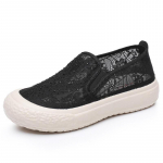 Naiste 2024 kevad/suvi paksu tallaga kalamehe slip-on kingad - hingav pitsv&otilde;rk, vabaaja trend 40 must
