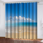 Salongi kardinad 2 t&uuml;kki 3D luksuslik sinine taevas, valged pilved, ookeani mustriga aknakardin lapsele, lastele, poiste magamistuppa, elutuppa 70Wx160Hcmx2&Grommet Top