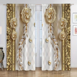2 tk 3D kolmem&otilde;&otilde;tmelise lillemustriga kardinad elutuppa &ouml;&ouml;sidega &uuml;laosaga aknakatete komplekt t&ouml;&ouml;tuppa ja kodukaunistuseks W100H240(CM)x2PCS&Grommet Top