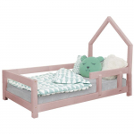 Lit cabane enfant POPPI 80 x 160 rose pastel 1