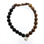 Bracelet - A Bijoux - Opale Boulder - Perles Onyx noir - Bois - 8 mm - Fabriqu&eacute; en France