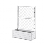 STEFANPLAST Bac &agrave; fleurs rectangulaire avec treillis - Finition en bois - 100 x 43 x H 142 cm - 80 L - Blanc