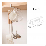 Mug Hooks under Cabinet Hanging Rack Coffee Cups Holder for Ties Belts valge