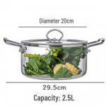 Suure mahutavusega borosilikaatklaasist supipott malmist k&auml;epidemetega elektri- ja keraamilistele pliitidele