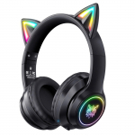 B90 Bluetooth Kassik&otilde;rvaklapid, Juhtmevaba ja Juhtmega Režiim Kokkupandavad Mikrofoniga Peakomplekt, RGB LED Valgus, T&uuml;drukutele Kooli M&auml;ngimiseks Mobiiltelefonid PC Tahvelarvuti 18.7*17.8*7.8cm must