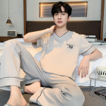 Meeste Magamisriided Puuvillased Pajamakomplektid Meestele L&uuml;hikeste Varrukatega Pikkade P&uuml;kstega Magamisriided Pidžaama Meeste Koduriietus Vabaajariided Riided pidžaama meestele XL for 60-70kg