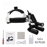 5X/6X Hambaravikirurgiline LED Pealamp Peapael Binokulaarsed Luubid Heledus Kohapealt Reguleeritav Pealamp ENT Hambaarst Labori Instrument 5X EU PLUG must/valge