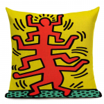 Popkunsti figuurid graffiti padjakate v&auml;rviline abstraktne kunst dekoratiivne padjap&uuml;&uuml;r ruudukujuline linane viskepadjakate 450mm*450mm