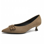Naiste Madalad Kontsad Kingad Mugavad Kinnise Ninaga Terava Ninaga Kitten Heels Naistele Slip-on Stiletto Kingad T&ouml;&ouml; Kontor &Auml;ri Pulmad Kleidi Kingad 34 khaki