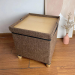 Panipaik Multifunktsionaalne jalatugi taburet Magamistoa panipaik Kangast taburetid Puuvill linane Elutuba Kokkupandav jalatsivahetusiste tumehall v&auml;rv