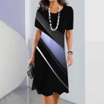 2025. aasta uued naiste kleidid triibulise tr&uuml;kiga suvine elegantne kleit Naiste l&uuml;hikeste varrukatega kleidid Moodsad &uuml;lisuured riided 3XL