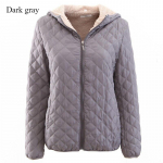 Villane kapuutsiga kehasse liibuv paksendatud soe puuvillane mantel naistele moekas &uuml;hev&auml;rviline &uuml;laosa suur suurus vabaaja slim jope L tumehall v&auml;rv