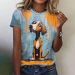 3D-prinditud Kawaii kassi koerte T-s&auml;rk naistele Naljakad loomade graafilised t-s&auml;rgid Suvised vabaaja kaelusega topid L&uuml;hikeste varrukatega lahtised T-s&auml;rgid S