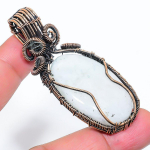 Rainbow Moonstone Handmade Copper Wire Wrap Jewelry Pendant 2.64 b9h31