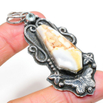 Mud Crack Fossil, Blue Topaz 925 Sterling Silver Pendant 2.84 a3q96