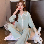 Naiste j&auml;&auml;siidist pidžaamakomplekt &otilde;huke pikkade varrukatega &uuml;likond, satiinist pidžaama M