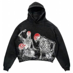 Unisex Gooti Kolju Tr&uuml;kiga Kapuutsiga Dressipluus Y2K Retro &Uuml;lem&otilde;&otilde;duline Lukuga Kapuutsiga Dressipluus Meestele Naistele Hip Hop Vabaaja Vintage Punk Dressipluus Kapuutsiga L