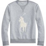 Polo Ralph Lauren S&uuml;gis/Talv 23 Suure Hobuse Mustriga Sametine Tikitud &Uuml;mmarguse Kaelusega Pikkade Varrukatega Huppar Meeste huppar Hall MNPOKNI16820035-020 L