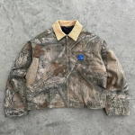 RogueWave Y2K Mood Camouflage Meeste Jakk Ameerika Stiil T&auml;navakihid V-kaelusega Polo Topp Vana Muster Mehed Naised Harajuku Huppar S