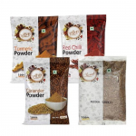 Chounk Jahvatatud V&uuml;rtside Kombopakk: Kurkum, Koriander, Punane t&scaron;illi, K&ouml;&ouml;mned terved - 200g iga&uuml;ks (800g Kokku) Looduslikud v&uuml;rtsid autentse India toiduvalmistamise jaoks