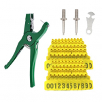 Veiste k&otilde;rvam&auml;rgid 001 kuni 100 Number Plastikust Kariloomade Loomam&auml;rk K&otilde;rvam&auml;rgi Aplikaatori Komplekt Lehmade Kitsede Lammaste Siga jaoks roheline