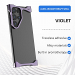 Luksuslik ebakorrap&auml;rane alumiiniumsulamist p&otilde;rutuskindel &uuml;mbris Samsung Galaxy S25 S24 S23 S22 Ultra Plus S24+ S23+ jaoks, p&otilde;rkeraam aroomiteraapia disainiga Galaxy S23+ lilla