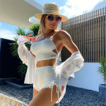 Lihtne paeltega bikiini ujumiskost&uuml;&uuml;m naistele, kahest osast koosnev ujumisriiete komplekt, k&otilde;rge v&ouml;&ouml;kohaga bikiinikomplekt, suvine ranna ujumiskost&uuml;&uuml;m S must