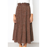 Valgete t&auml;ppidega lillemustriga plisseeritud Midi seelik Naiste elastne k&otilde;rge v&ouml;&ouml;kohaga k&uuml;ljetaskud seelikud Suvised elegantsed naiste alaosa S