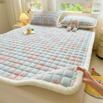 Milk Velvet puuvillane madratsipadi koduseks kasutamiseks, talvine Coral Velvet madrats soojendab ja paksendab 120x200cm helesinine v&auml;rv