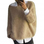 Naiste kampsun &uuml;mara kaelusega pikkade varrukatega lahtise l&otilde;ikega kudumistopid hingav lahtine 2XL khaki