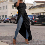 Naiste as&uuml;mmeetriline &auml;&auml;ris, &uuml;hev&auml;rviline leopardimustriline kaelus, lahtised l&uuml;hikesed varrukad XXXL