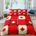 Euro Happy Canada Day Voodipesu Kaardilehe Tr&uuml;kiga Tekikatted Tekk Voodi &Uuml;hekohaline Queen King Kahekohaline 2P Kodu Voodipesu 220x240cm Au Single 140x210cm sinine